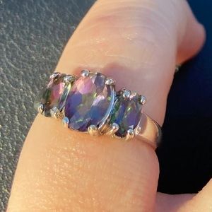 Sterling silver mystic topaz ring, size 7